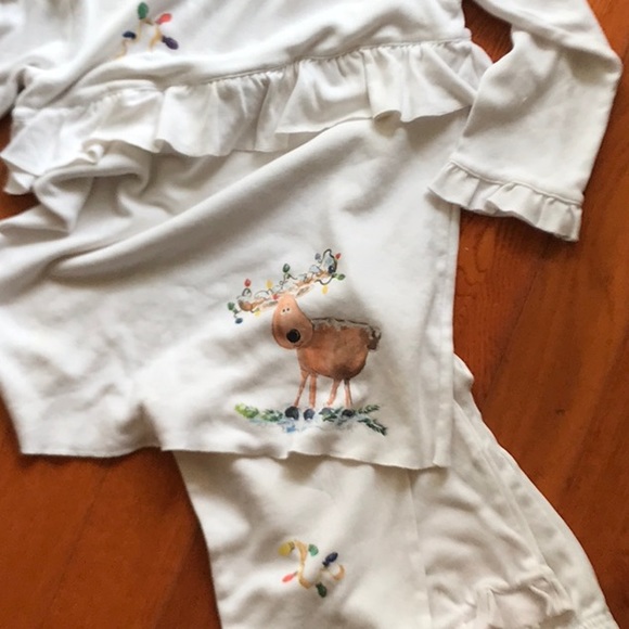 Girls Christmas hand painted ruffle pajam - Picture 5 of 5